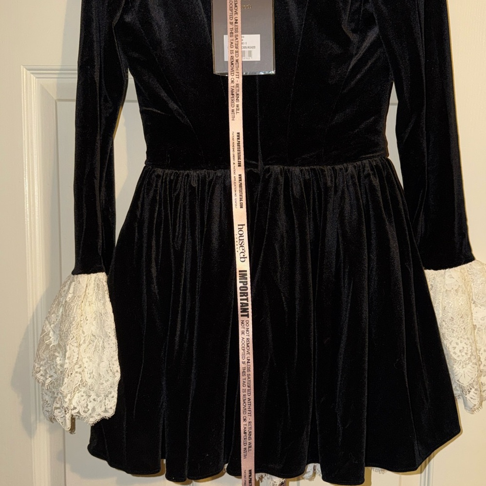 House of CB Czarina Black velvet lace trimmed mini dress - Picture 13 of 16